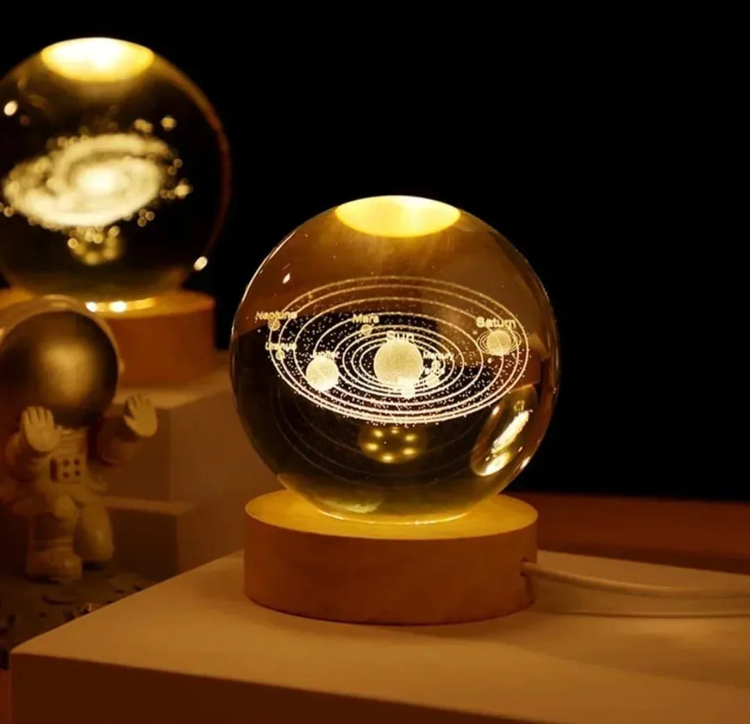 3D Crystal Ball Lamp With Golden Glow & USB Rechargeable