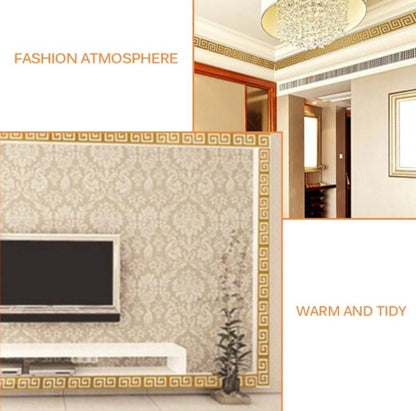 Golden Greek Key Wall Mirror 6Pcs Modern Decor