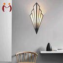 Black Geometric Wall Lamp With Golden Light, Medium Size For Living Room & Bedroom