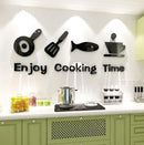3D Kitchen Wall Art Set Modern Stylish Decor Black Laser Cut