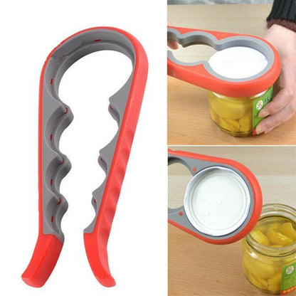 4-in-1 Red Bottle Jar Opener ABS Plastic