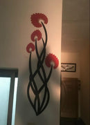 3D Flower Wall Art Orange Black 30 Inch Decor