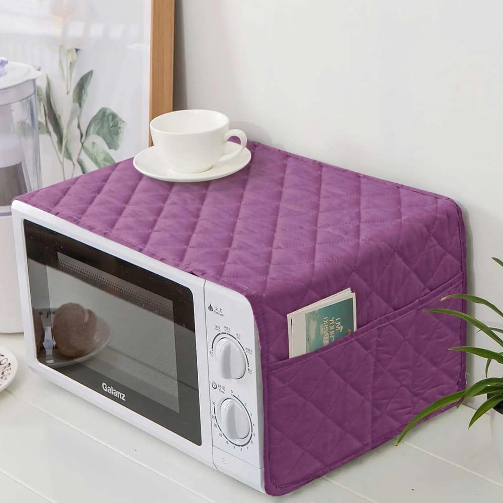 Purple Quilted Microwave Cover With 4 Pockets