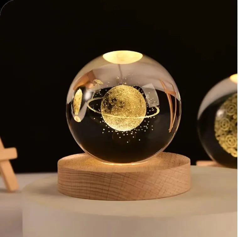 3D Crystal Ball Lamp With Golden Glow & USB Rechargeable