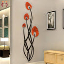 3D Flower Wall Art Orange Black 30 Inch Decor