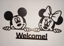 3D Mickey Minnie Wooden Wall Decor Welcome Black
