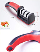 3-in-1 Stainless Steel Knife Sharpener Red Black