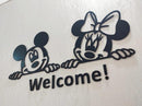 3D Mickey Minnie Wooden Wall Decor Welcome Black