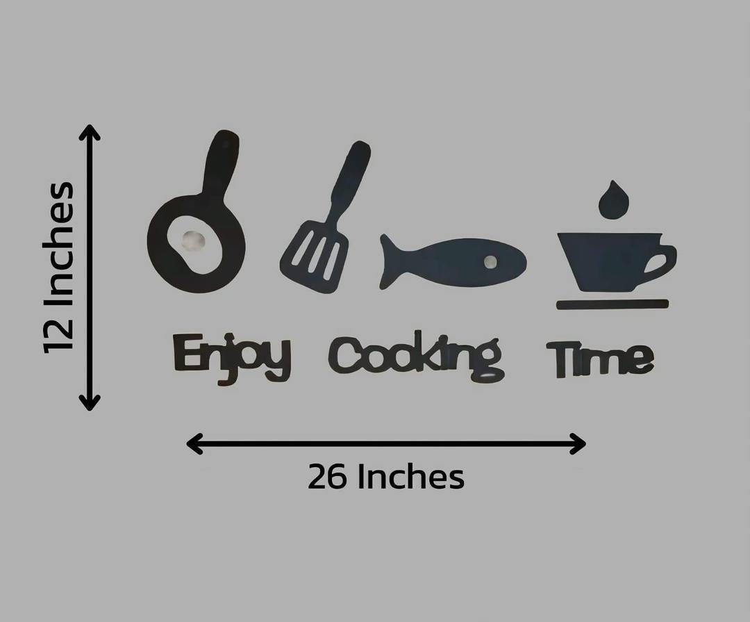 3D Kitchen Wall Art Set Modern Stylish Decor Black Laser Cut