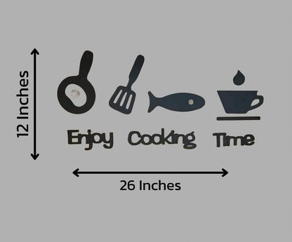 3D Kitchen Wall Art Set Modern Stylish Decor Black Laser Cut
