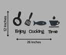 3D Kitchen Wall Art Set Modern Stylish Decor Black Laser Cut