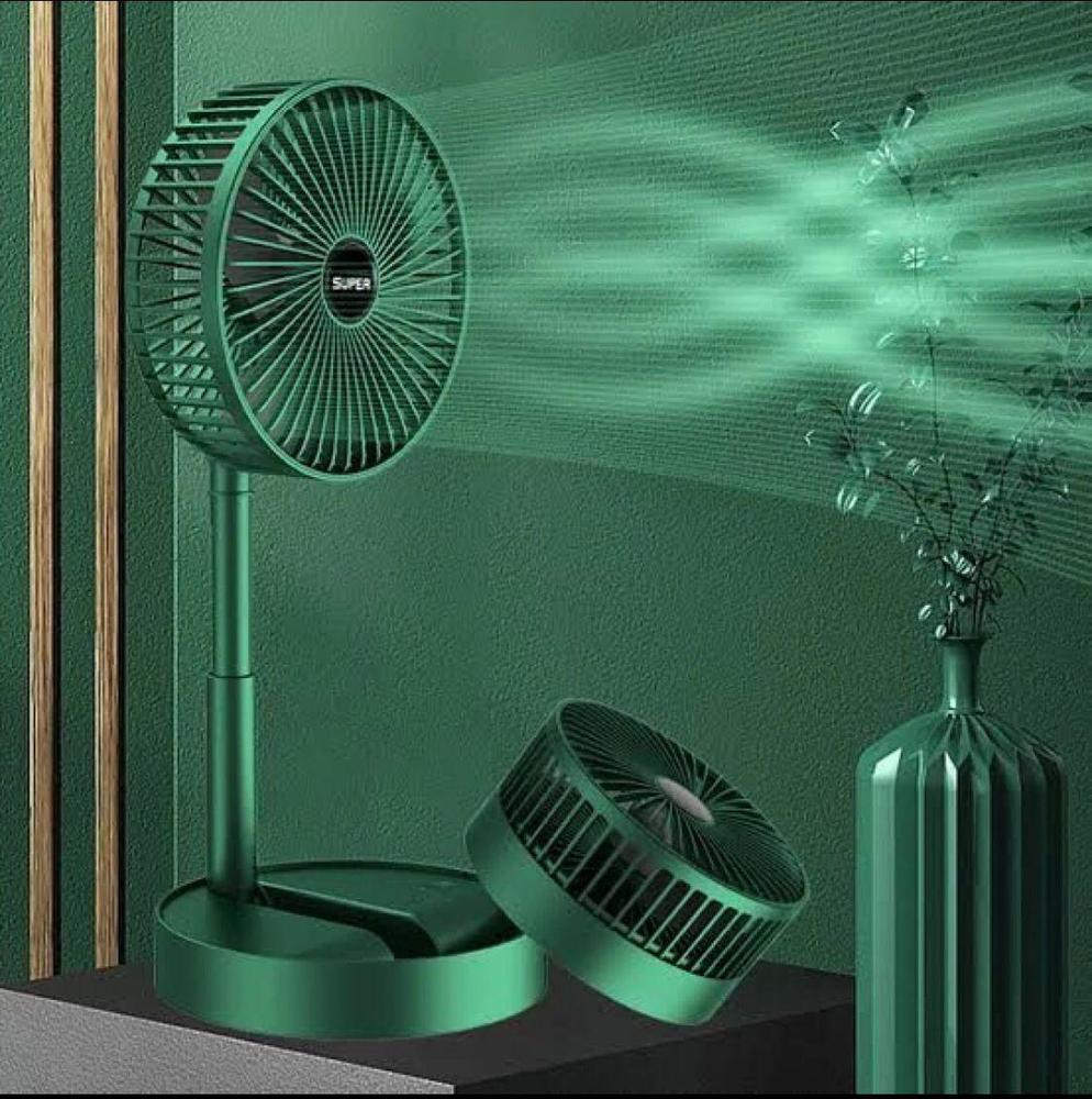 Portable Rechargeable Fan Green 3-Speed Foldable