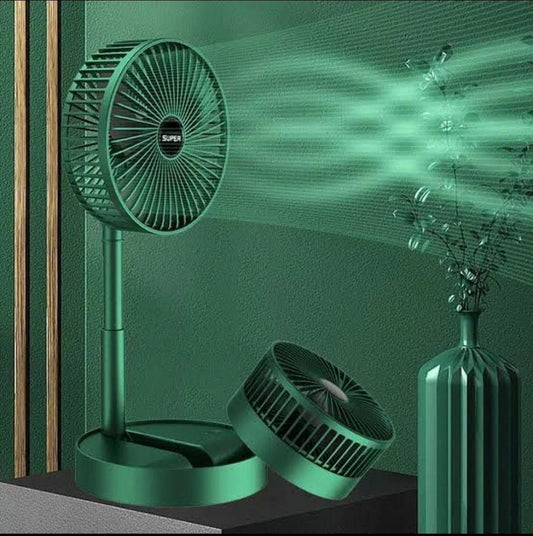 Portable Rechargeable Fan Green 3-Speed Foldable