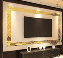 Golden Greek Key Wall Mirror 6Pcs Modern Decor