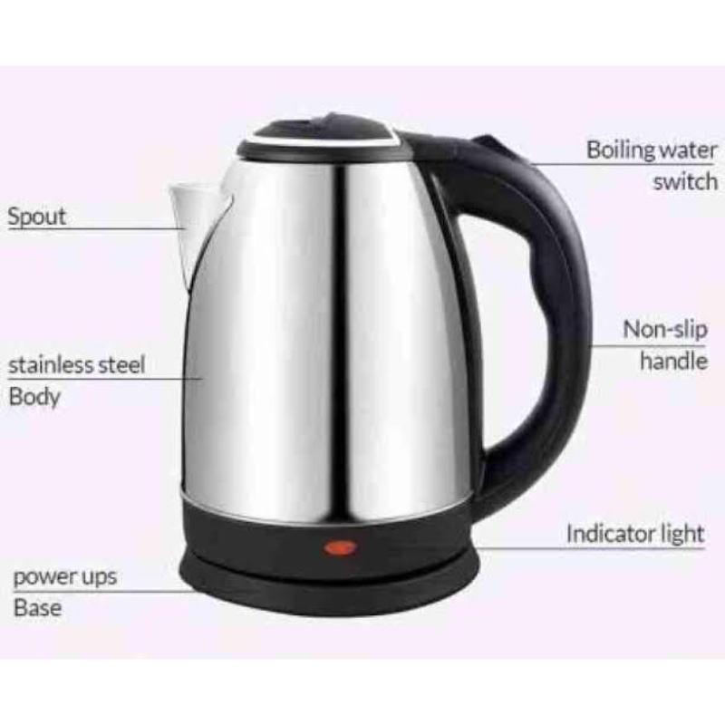 Cordless Electric Kettle 1500W Stainless Steel 2L