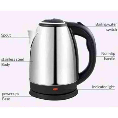 Cordless Electric Kettle 1500W Stainless Steel 2L