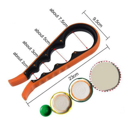 4-in-1 Red Bottle Jar Opener ABS Plastic