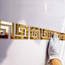 Golden Greek Key Wall Mirror 6Pcs Modern Decor
