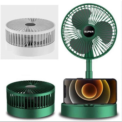 Portable Rechargeable Fan Green 3-Speed Foldable