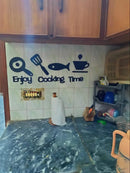 3D Kitchen Wall Art Set Modern Stylish Decor Black Laser Cut