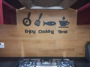 3D Kitchen Wall Art Set Modern Stylish Decor Black Laser Cut