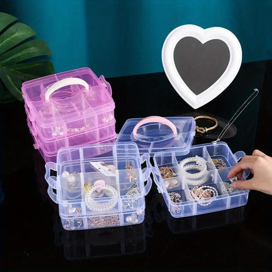 3 Layer Jewellery Box Clear Plastic Organizer