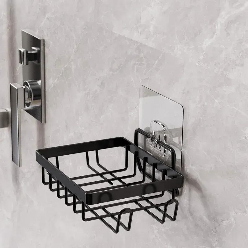 Black Iron Soap Basket For Bathroom  Wall Mount