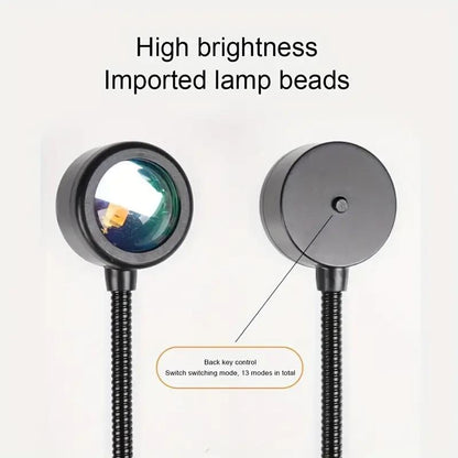 Rechargeable Multicolor Sunset Lamp With Flexible Neck