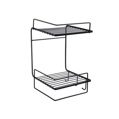 Black Wall Mounted Bathroom Storage Rack with Hooks