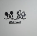 3D Mickey Minnie Wooden Wall Decor Welcome Black