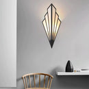 Black Geometric Wall Lamp With Golden Light, Medium Size For Living Room & Bedroom
