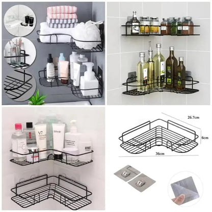 Black Corner Shelf For Bathroom Storage