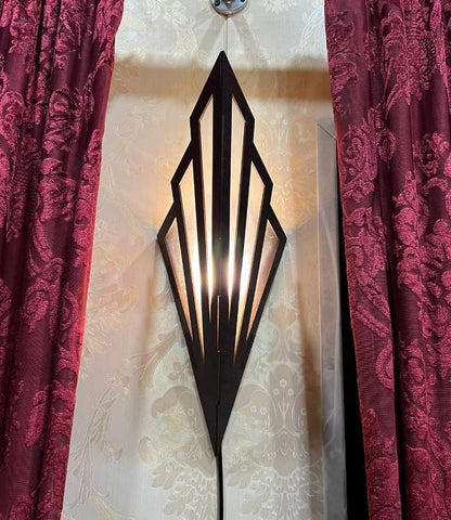 Black Geometric Wall Lamp With Golden Light, Medium Size For Living Room & Bedroom