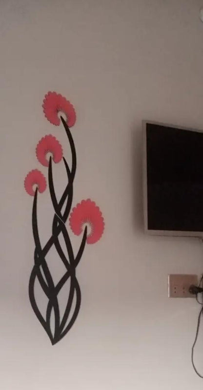 3D Flower Wall Art Orange Black 30 Inch Decor