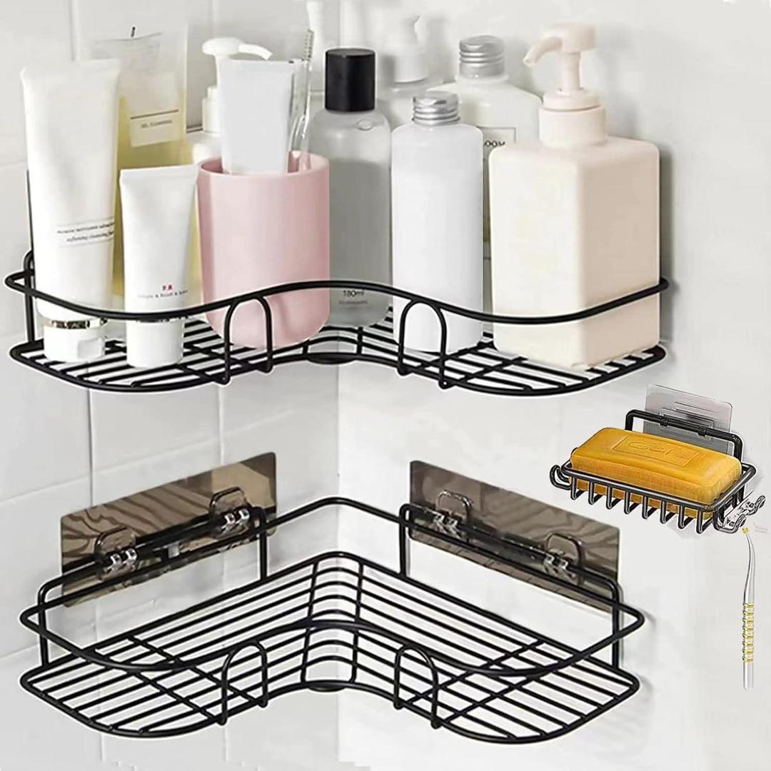 Black Corner Shelf For Bathroom Storage