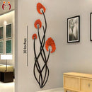 3D Flower Wall Art Orange Black 30 Inch Decor