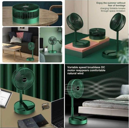 Portable Rechargeable Fan Green 3-Speed Foldable