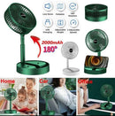 Portable Rechargeable Fan Green 3-Speed Foldable