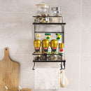 Black Wall Mounted Bathroom Storage Rack with Hooks