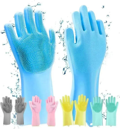 Pink Silicone Kitchen Gloves For Safe Cleaning