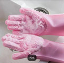 Pink Silicone Kitchen Gloves For Safe Cleaning