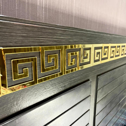 Golden Greek Key Wall Mirror 6Pcs Modern Decor
