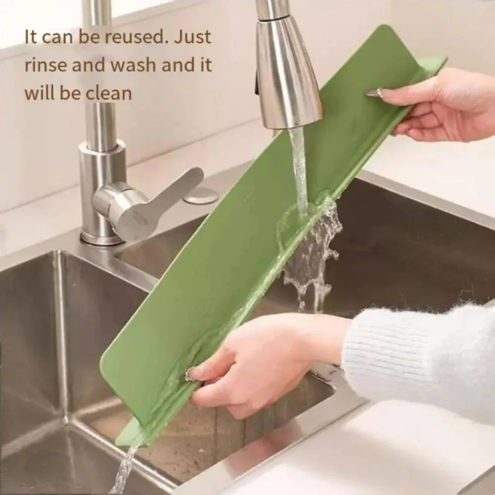 Green Silicon Sink Splash Guard for Kitchen & Bathroom